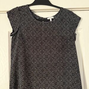 Joie B&W Pattern Short Sleeve Silk Blouse